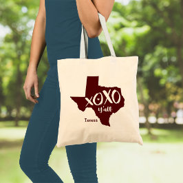 Aggies Maroon XOXO, Y'all - Texas State Shape Tygkasse