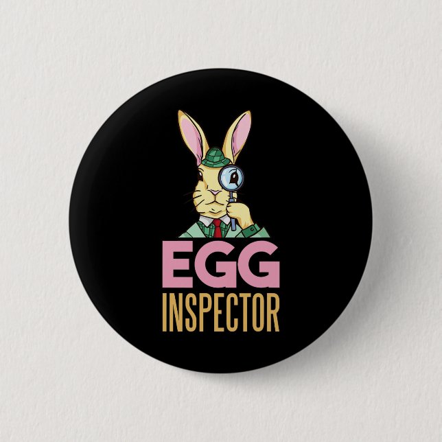 Ägginspektörens Påskhare Funny Rabbit Egg Huntin Knapp (Framsida)