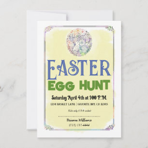 Äggjakt Gul Watercolor Flyer Inbjudningar