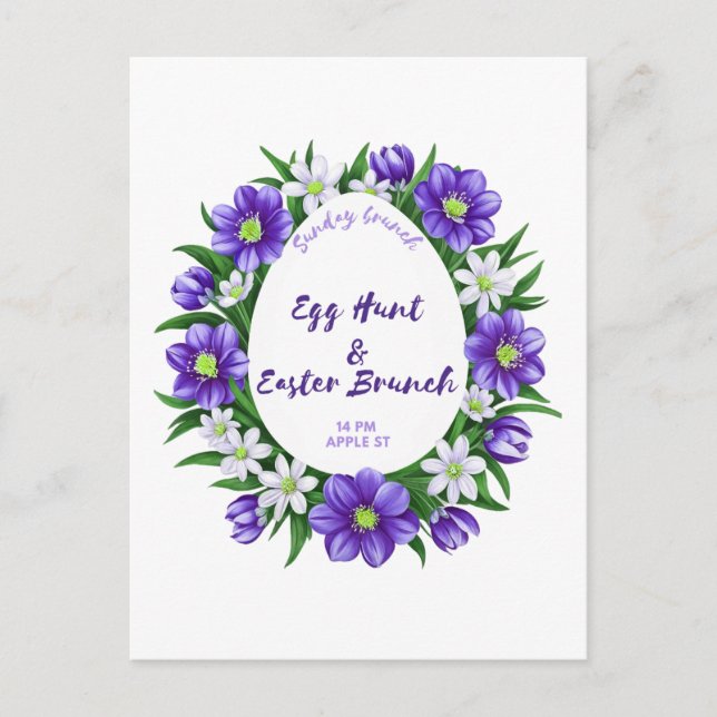 Äggjakt, inbjudan till Påsk Brunch Vykort (Framsida)