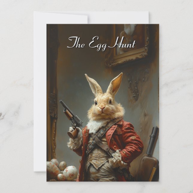 Äggjakt, påskhare jakt julkort (Framsida)