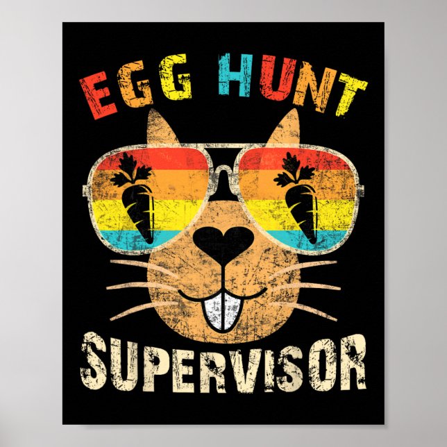 Äggjakt Supervisor Retro Äggjakt Fest Mamma Pappa Poster (Framsidan)