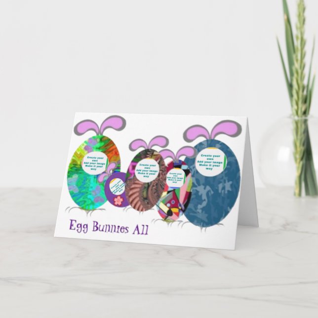Äggkaninfamiljen tillfogar ditt foto helgkort (Framsida)