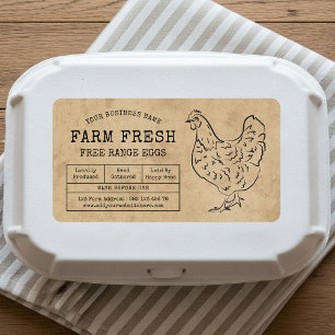 Äggkartongsetikett Rustic Farm Chicken Illustratio Fraktsedel