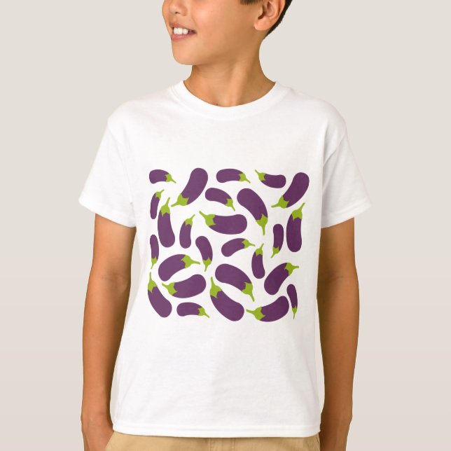 Äggplanta Aubergine Lila Grönsaksmönsterdesign T Shirt (Framsida)