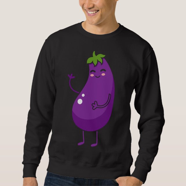Äggplanta - Frukt Gift Fruit Funny Eggplant Fruit  Lång Ärmad Tröja (Framsida)
