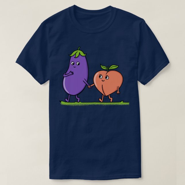 Äggplanta och persikor t shirt (Design framsida)