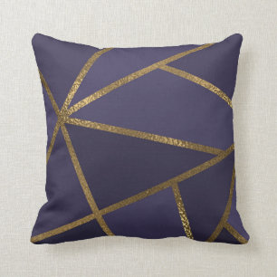 Äggplantslila guld brons geometrisk glam chic kudde