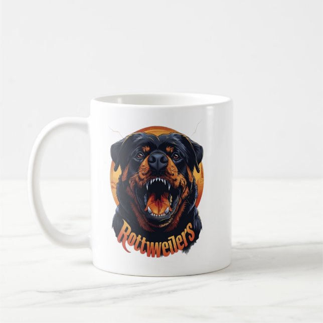 Aggressiv Rottweiler Hund Konst Kaffe Mugg - Vild  (Vänster)