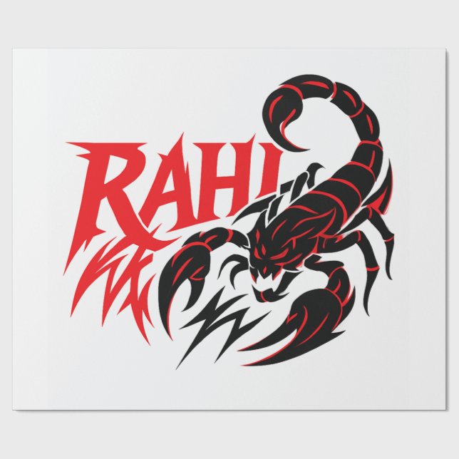 Aggressiv Skorpion-Logotyp med Namn "RAHI" Presentpapper (Platt)
