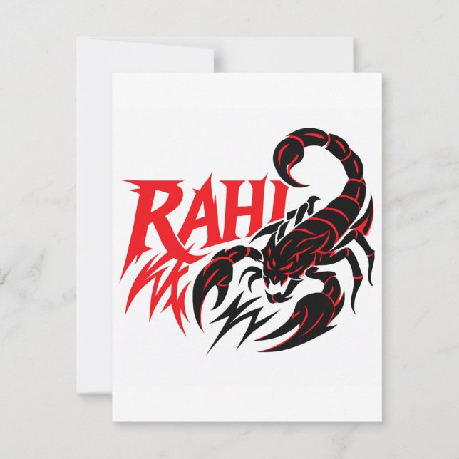Aggressiv skorpiondesign med "RAHI" från Namn (Framsida)