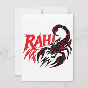 Aggressiv skorpiondesign med "RAHI" från Namn