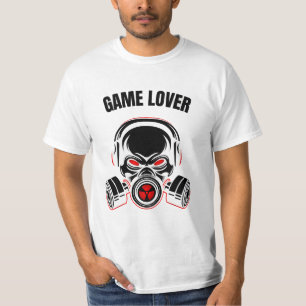 Aggressiv Skull i gasmask med hörlurar T Shirt