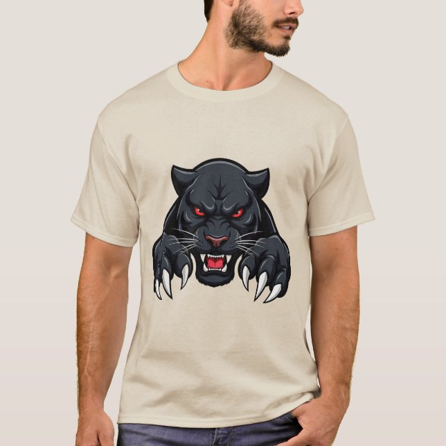Aggressiv svart panter med röda ögon t shirt (Framsida)