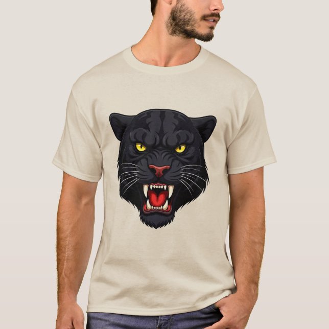 Aggressiv svart panter med röda ögon t shirt (Framsida)