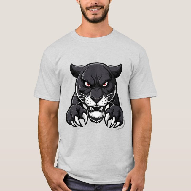Aggressiv svart panter med röda ögon t shirt (Framsida)