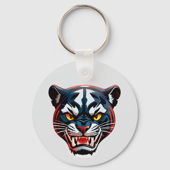 Aggressiv tigerhuvudillustration nyckelring (Framsida)