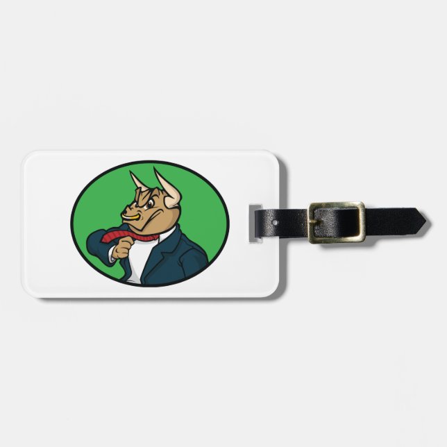 Aggressive Bull in Business Suit Bagagebricka (Horisontell Framsida)