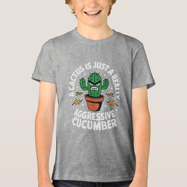 Aggressive Cucumber – Funny Cactus Pun T Shirt (Framsida)