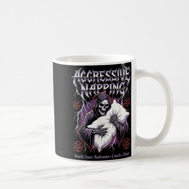 Aggressive Napng Funny Heavy Metal Grim Reaper Sle Kaffemugg (Höger)
