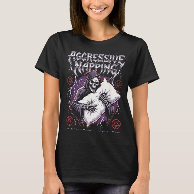 Aggressive Napng Funny Heavy Metal Grim Reaper Sle T Shirt (Framsida)