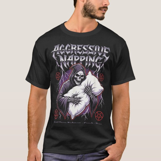 Aggressive Napng Funny Heavy Metal Grim Reaper Sle T Shirt (Framsida)