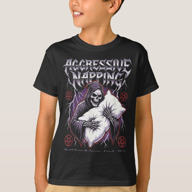 Aggressive Napng Funny Heavy Metal Grim Reaper Sle T Shirt (Framsida)