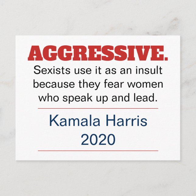 Aggressive Pro-Kamala Harris 2020 Vykort (Framsida)