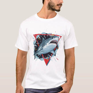 Aggressive Shark Illustration – Dynamic Ocean Pred T Shirt