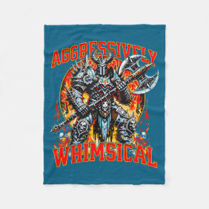 Aggressivt Whimsical Mörk Fantasy Krigare Strid Fleecefilt