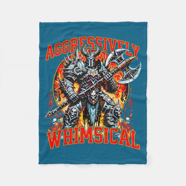 Aggressivt Whimsical Mörk Fantasy Krigare Strid Fleecefilt (Framsidan)