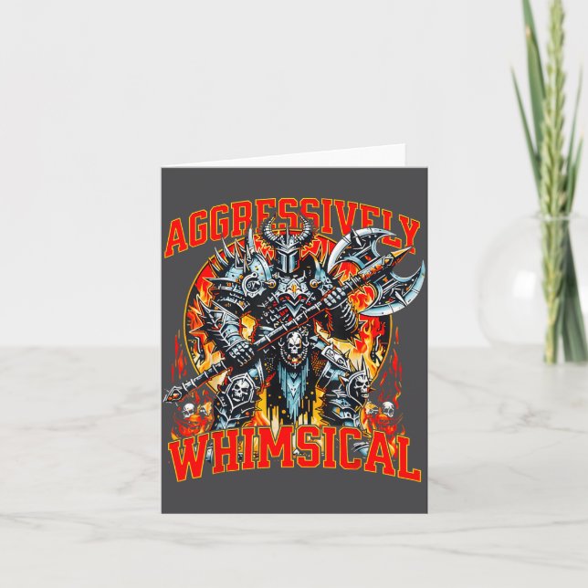 Aggressivt Whimsical Mörk Fantasy Krigare Strid Kort (Framsida)