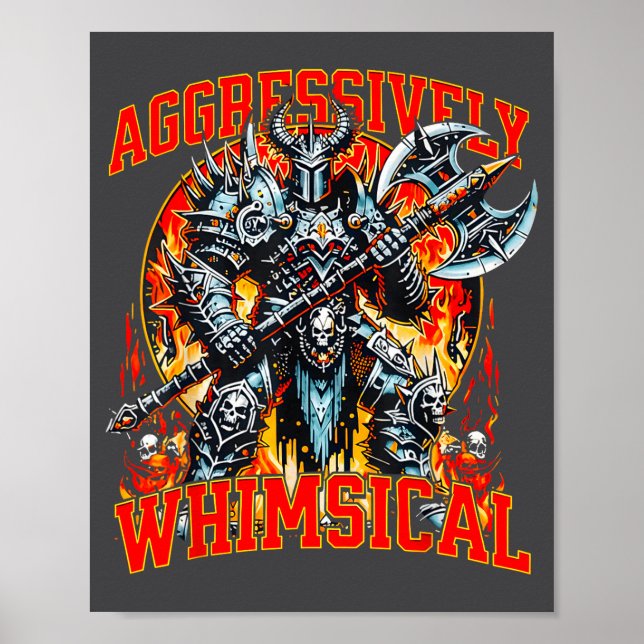 Aggressivt Whimsical Mörk Fantasy Krigare Strid Poster (Framsidan)