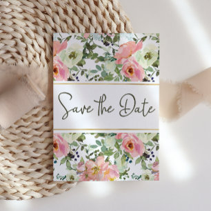 Äggskals- och rosablommig Save The Date Spara Datumet
