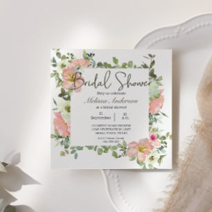 Äggskals- och rosafärgad blombröllopsdusch-inbjuda inbjudningar