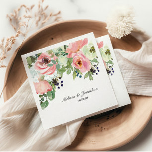 Äggskals- och rosafärgade blomster Romantiska Bröl Pappersservett