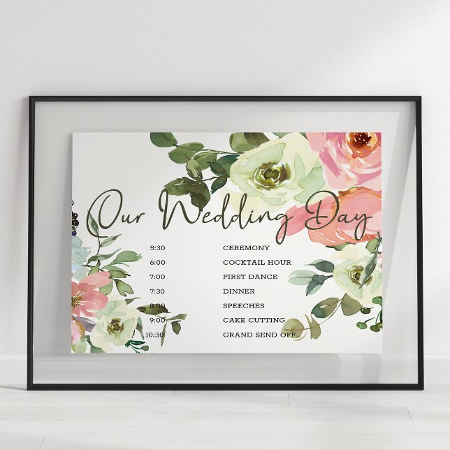 Äggskalsrosa blomstermönster vigsel schematisk sky poster (Skapare uppladdad)