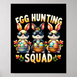 Äggsökande Squad Glad Påskdag Kanin Äggjakt Poster