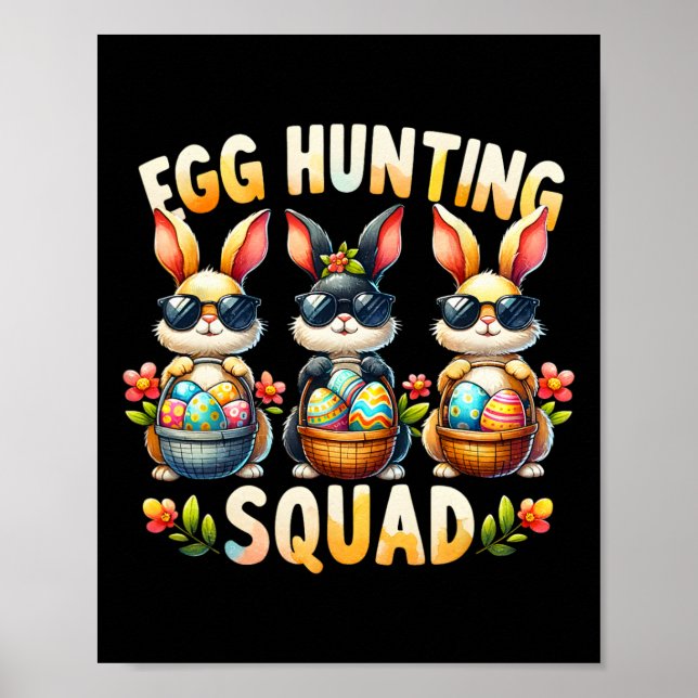 Äggsökande Squad Glad Påskdag Kanin Äggjakt  Poster (Framsidan)