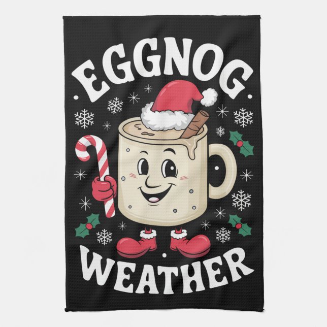 Äggtoddy Väder Jul Retro Jul Kökshandduk (Vertikal)