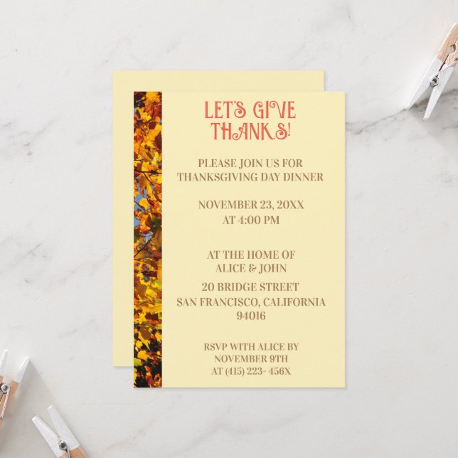 Äggvita Thanksgiving Middag Höstfest  Inbjudningar (Fram/Back In Situ)