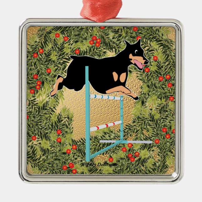 Agilitet Doberman Julgransprydnad Metall (Framsidan)