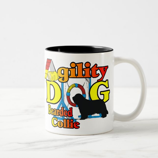 Agility Beared Collie Gifts Två-Tonad Mugg (Höger)