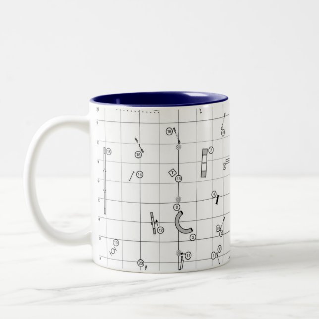 Agility Themed Course Map Mug Två-Tonad Mugg (Vänster)