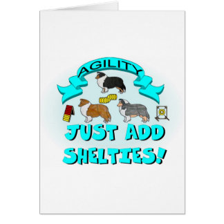 Agility - tillfoga precis Shelties Hälsningskort