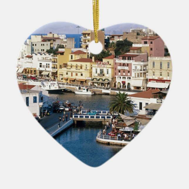 Agios Nikolaos Crete, Grekland Julgransprydnad Keramik (Framsidan)