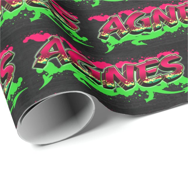 Agnes Vorname Name Graffiti red green Presentpapper (Rullad Hörn)