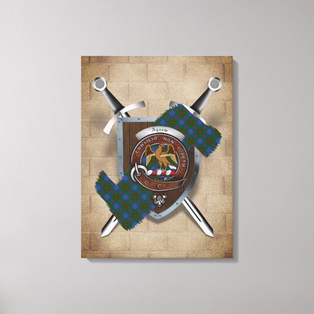 Agnew Clan Badge Korslagna Svärd Canvastryck (Framsida)