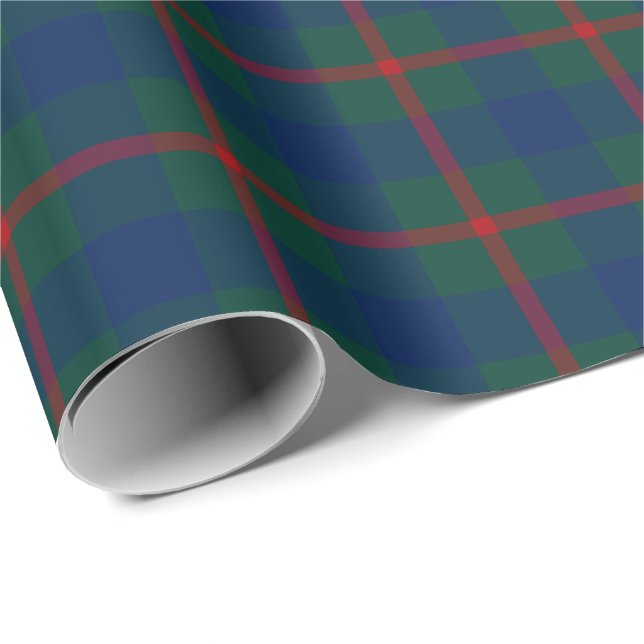 Agnew Family Tartan Grönt and Blue Play Presentpapper (Rullad Hörn)