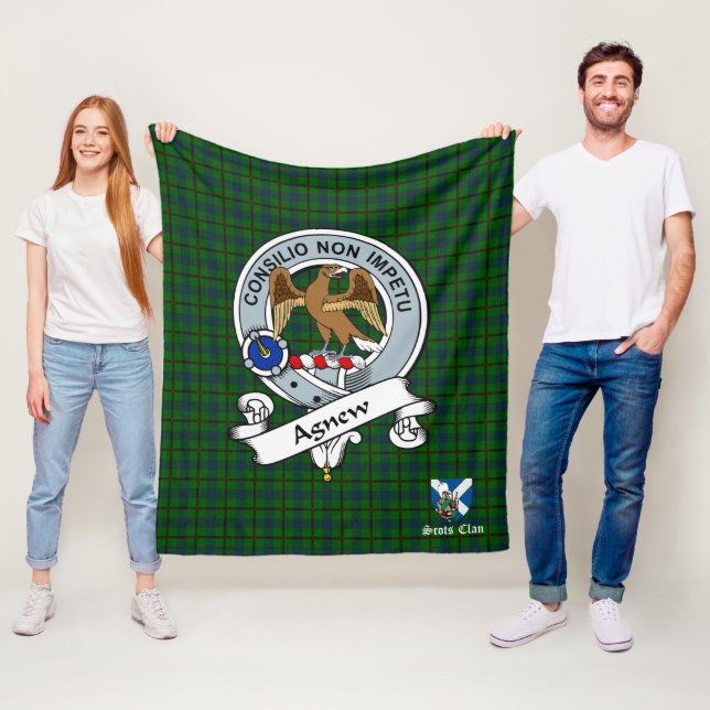 Agnew Hunting Klan Badge Scot Tartan Play Fleecefilt (På plats)